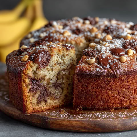 Gâteau aux flocons d'avoine, banane et chocolat.