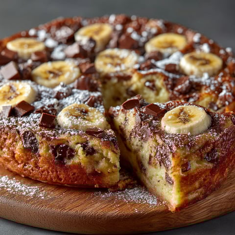 Un gâteau choco-banane au four.