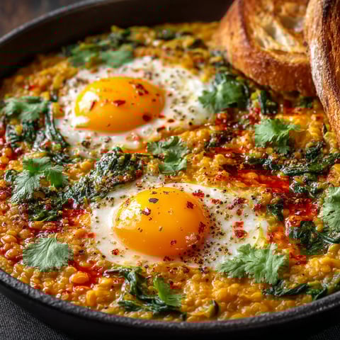Dahl de lentilles corail & œufs.