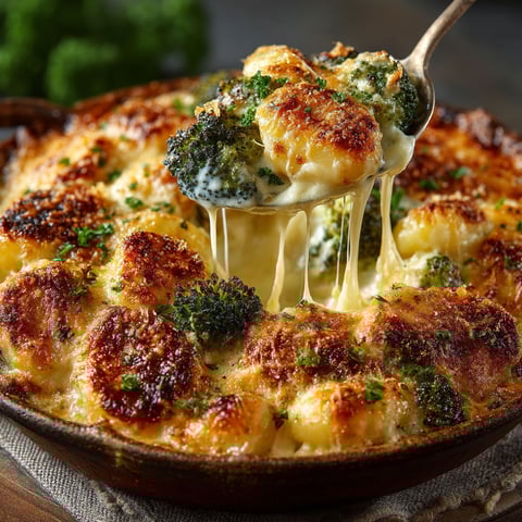 Gratin de gnocchi au brocoli.