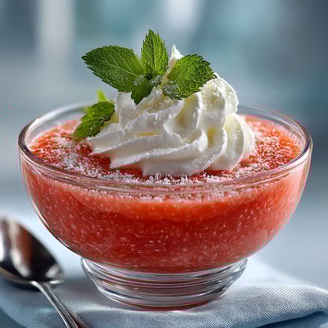 Soupe de fraises, chantilly & menthe.