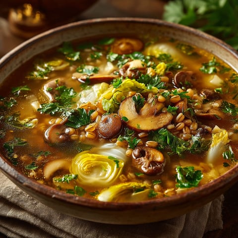 Bouillon poireaux et champignons.