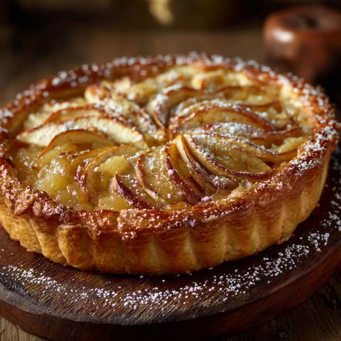 Une tarte aux pommes et compote sur une table.