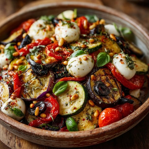 Salade de légumes rôtis et mozzarella.