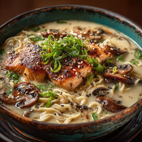 Ramen au saumon et lait de coco.