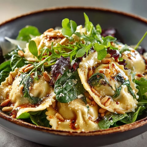 Salade de ravioli ricotta et épinards.