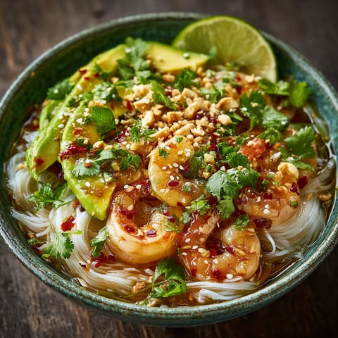 Bowl of shrimp and avocado.