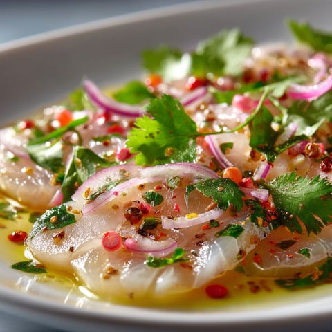 Carpaccio de lieu et coriandre.