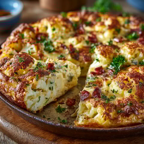 Une pizza de frittata au chou-fleur et comté.