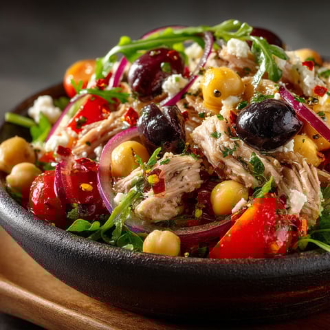 Salade de thon et pois chiches.