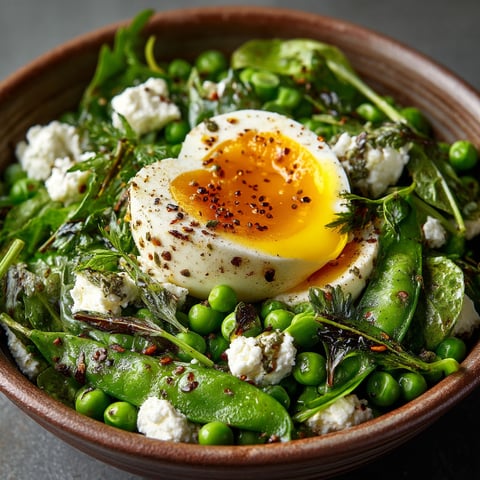 Une salade fraîche avec des petits pois et du fromage.