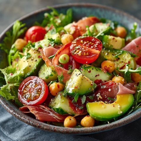 Salade avocat, concombre & pois chiches.