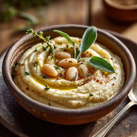 Purée de pomme de terre avec haricots blancs.