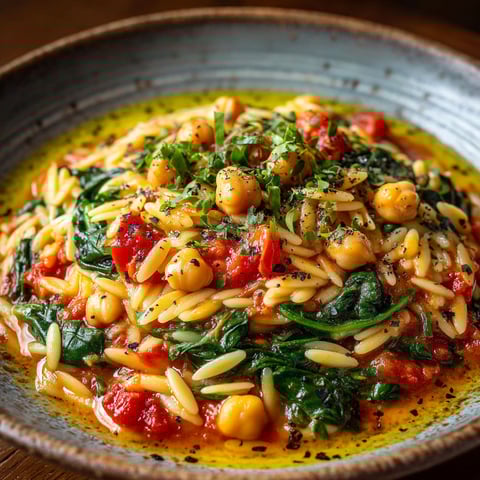 Orzo aux épinards & pois chiche.