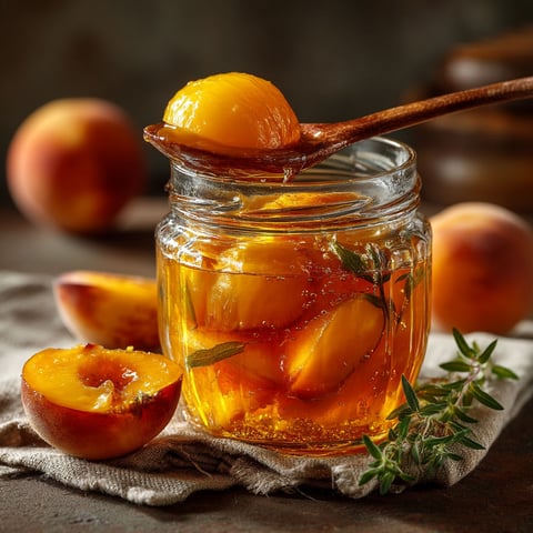 Bocaux de pêches au sirop.
