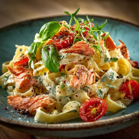 Pâtes express au saumon fumé.