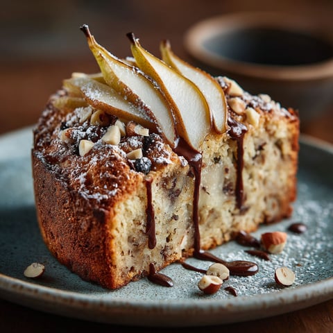 Gâteau Poire, chocolat & noisette.