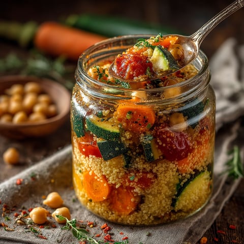 Bocaux de légumes à couscous.