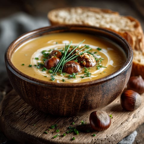 Soupe de butternut, poireaux et châtaignes.