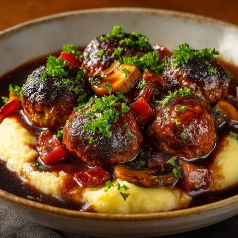 Boulettes façon Bourguignon dans un bol.