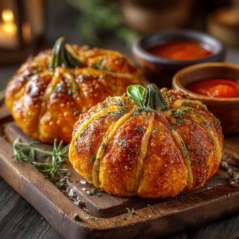 Pizza en forme de citrouille.