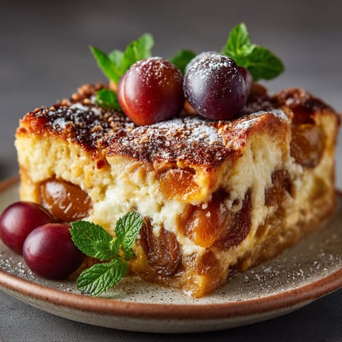 Une tarte aux mirabelles sur un plateau.