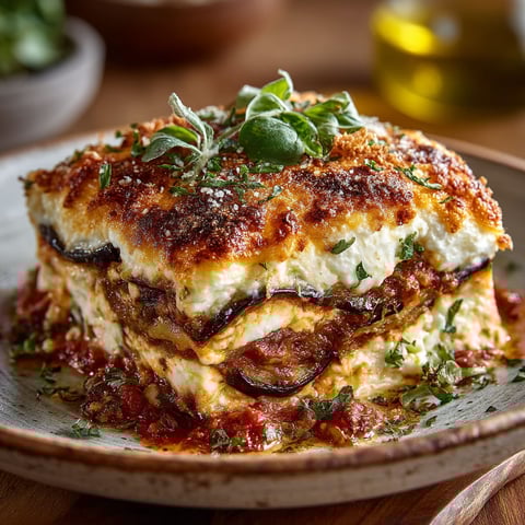 Gratin d'aubergines à la ricotta.