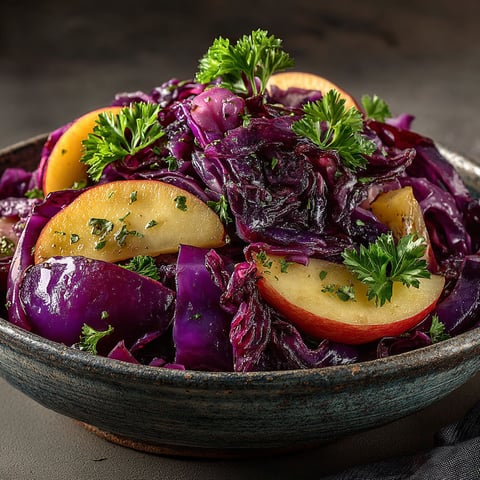 Choux rouge aux pommes à l'alsacienne.