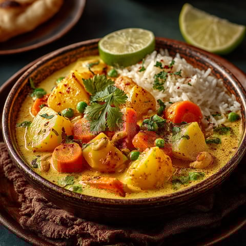Une assiette de curry végétarien au Cookeo.