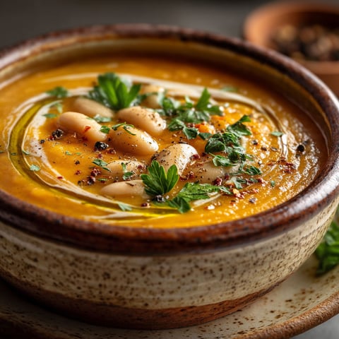 Soupe aux haricots blancs et carottes.