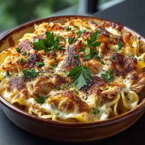 Gratin de pâtes au thon.