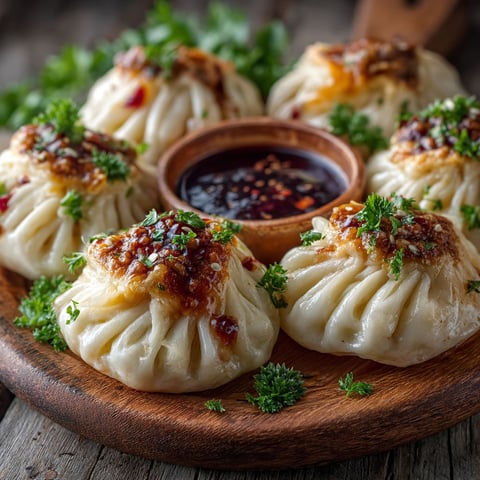 Momos à la saucisse de Montbéliard.