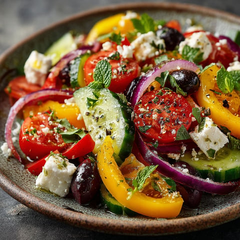 Une salade grecque fraîche et croquante.