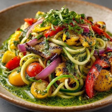 Salade estivale aux spaghettis de courgettes.