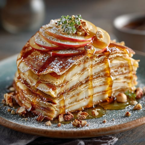 Gâteau de crêpes au beurre de pommes.