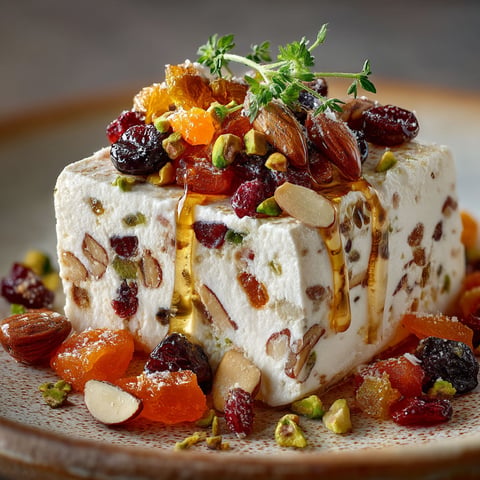 Un dessert de fruits secs et de noix de coco.