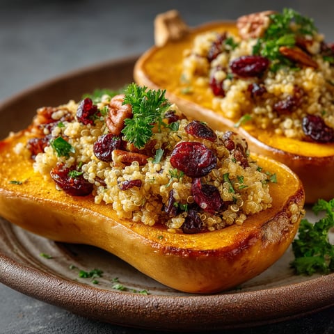 Butternut farcie au quinoa.