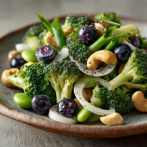 Salade de brocoli au citron et myrtilles.