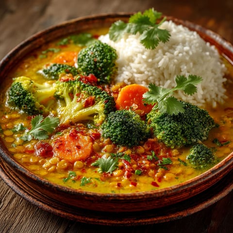 Curry de brocoli aux lentilles corail.