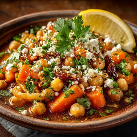 Pois chiches aux carottes, dattes et feta.