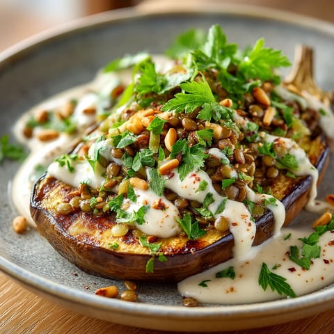 Une assiette de légumes rôties avec une sauce tahini.