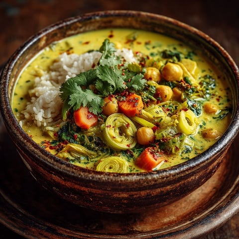 Une soupe de poireaux et de légumes verts.