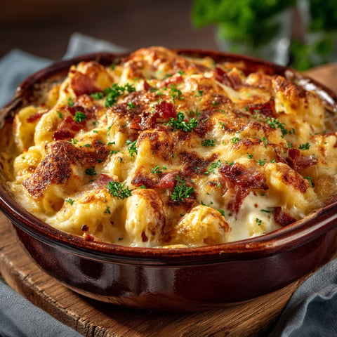 Une assiette de croziflette au munster.