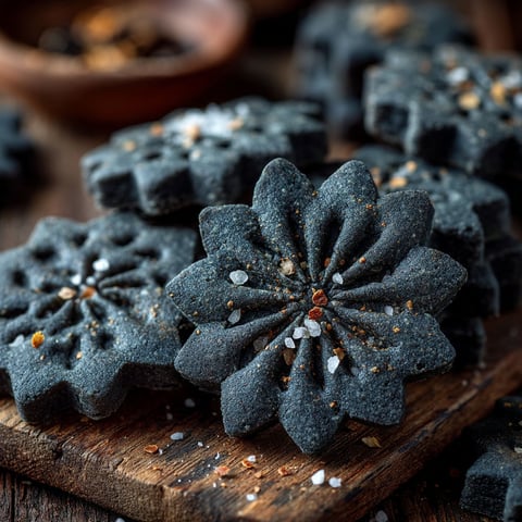 Des sablés apéritifs au Parmesan et à l'Encre de seiche.