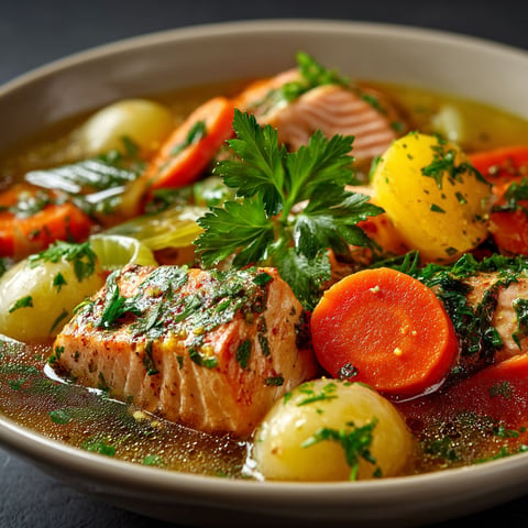 Pot-au-feu léger au poisson.