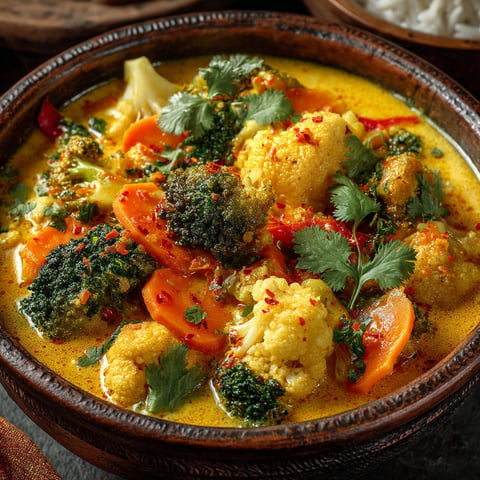 Curry végétarien au chou-fleur et brocoli.