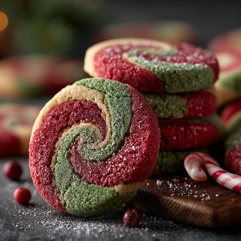 Biscuits de Noël en spirale vert et rouge.