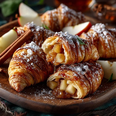 Mini-croissants feuilletés aux pommes.