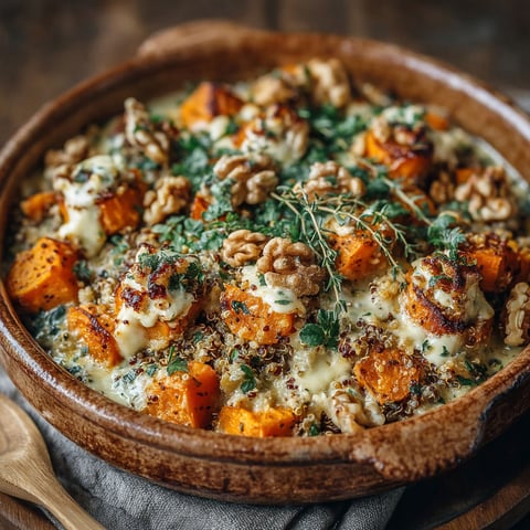 Gratin de patates douces, quinoa et chèvre.
