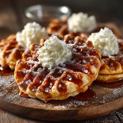 Gaufres liégeoises avec des crêpes et des croutons de sucre.